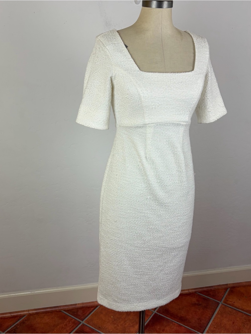 Seraphine Fauna Tweed Maternity Dress in White - Picture 3 of 9